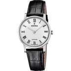 Festina | Swiss Steel White Dial Black Leather Strap Watch | Ladies
