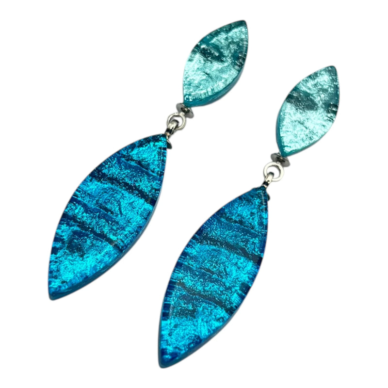 ‘Watch This Space’ Aztec Petal Double Drop Earrings - Turquoise