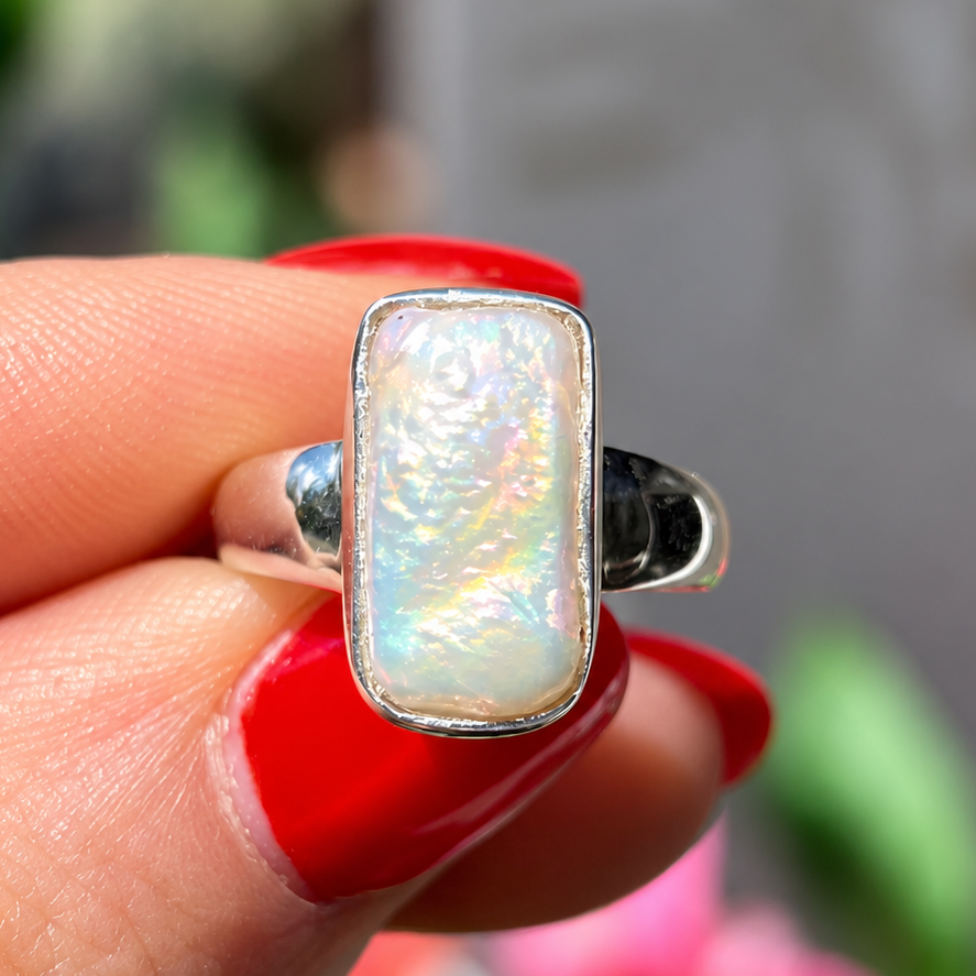 Irregular-Shaped Pearl Sterling Silver Ring | Size L