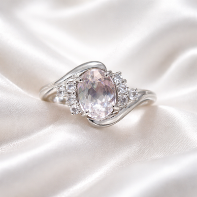 Vintage White Spinel and White Topaz 9ct White Gold Twist Dress Ring | Size K