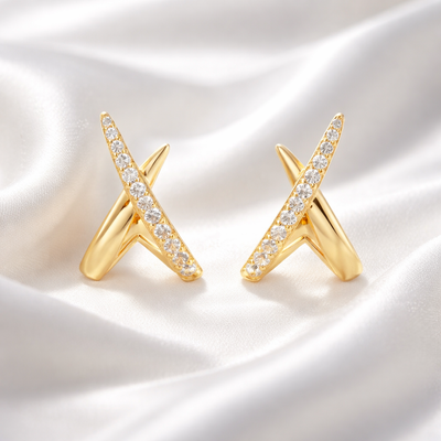 Gold Kiss Polished Pavé Stud Earrings | Ania Haie