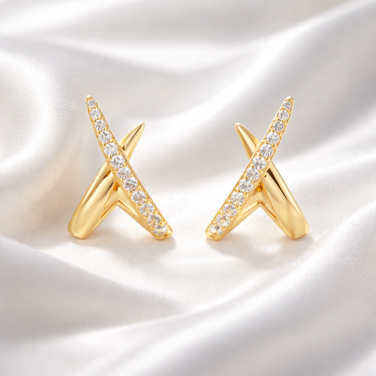 Ania Haie Gold Kiss Polished Pavé Stud Earrings