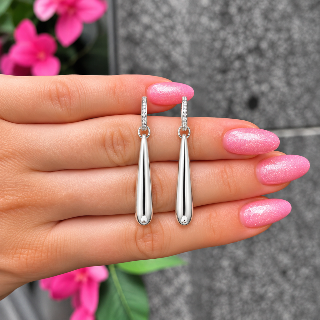 Long Water Droplet Sterling Silver Earrings | Ania Haie