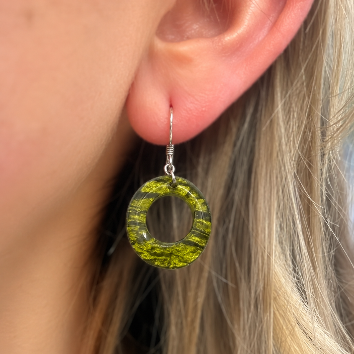 Pistachio Green Hollow Circle Drop Earrings | Watch This Space