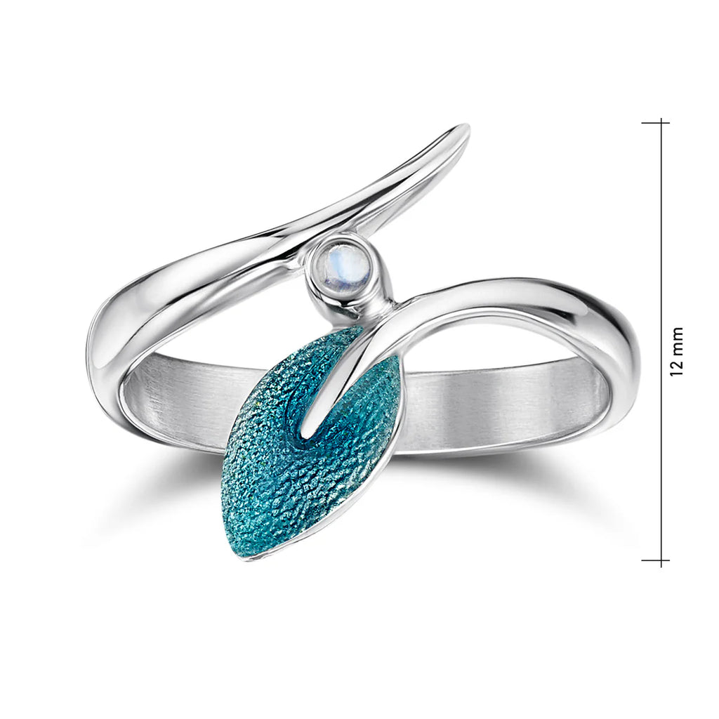 Cubic Zirconia Rowan Sage Enamel Leaf Sterling Silver Ring | Size L ½ | Sheila Fleet