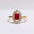 'The Snow' Ruby and Diamond 9ct Yellow Gold Ring | Size N ½