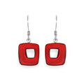 Red Hollow Squares Drop Earrings | Watch This Space