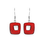 Red Hollow Squares Drop Earrings | Watch This Space