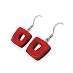 Red Hollow Squares Drop Earrings | Watch This Space