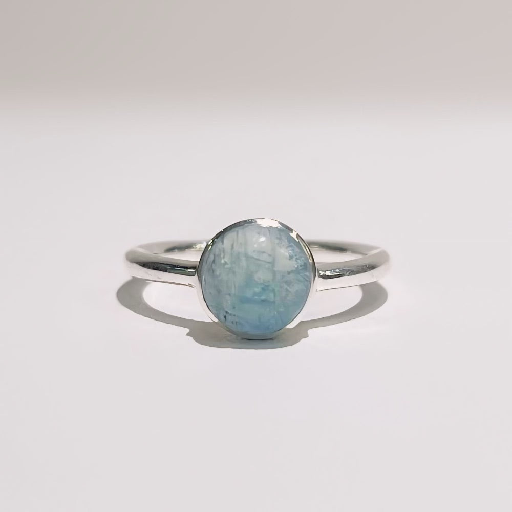 Sterling Silver Aquamarine Ring - Size L