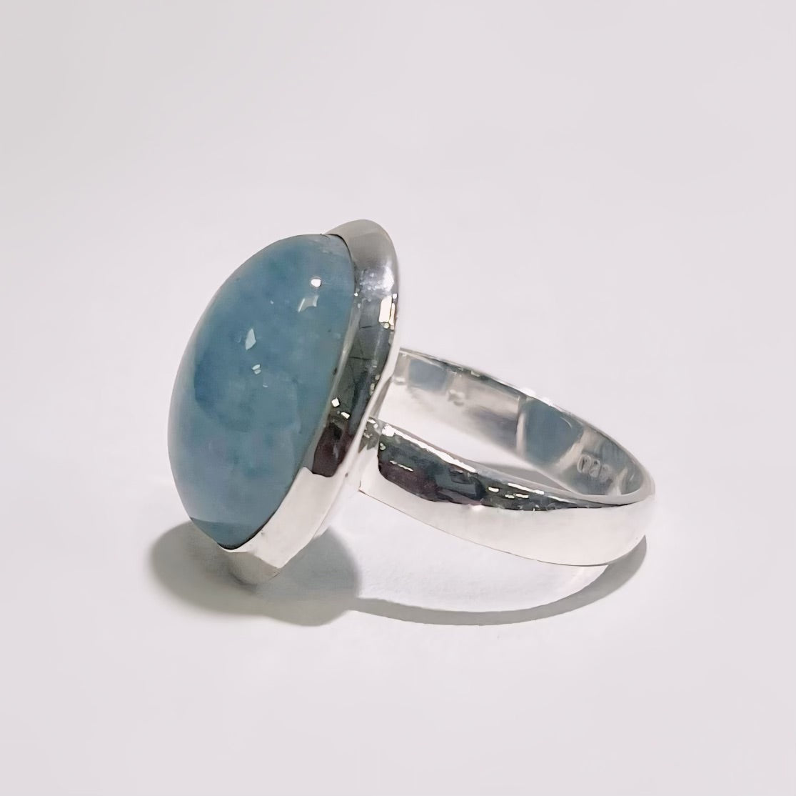 Chunky Sterling Silver Aquamarine Ring - Size R