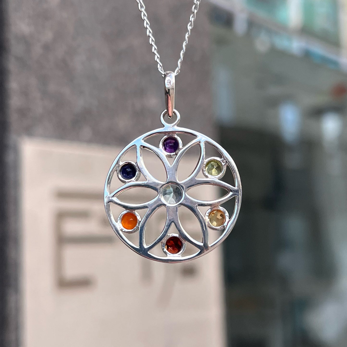 Sterling Silver Bohemian Inspired Mandala Chakra Necklace