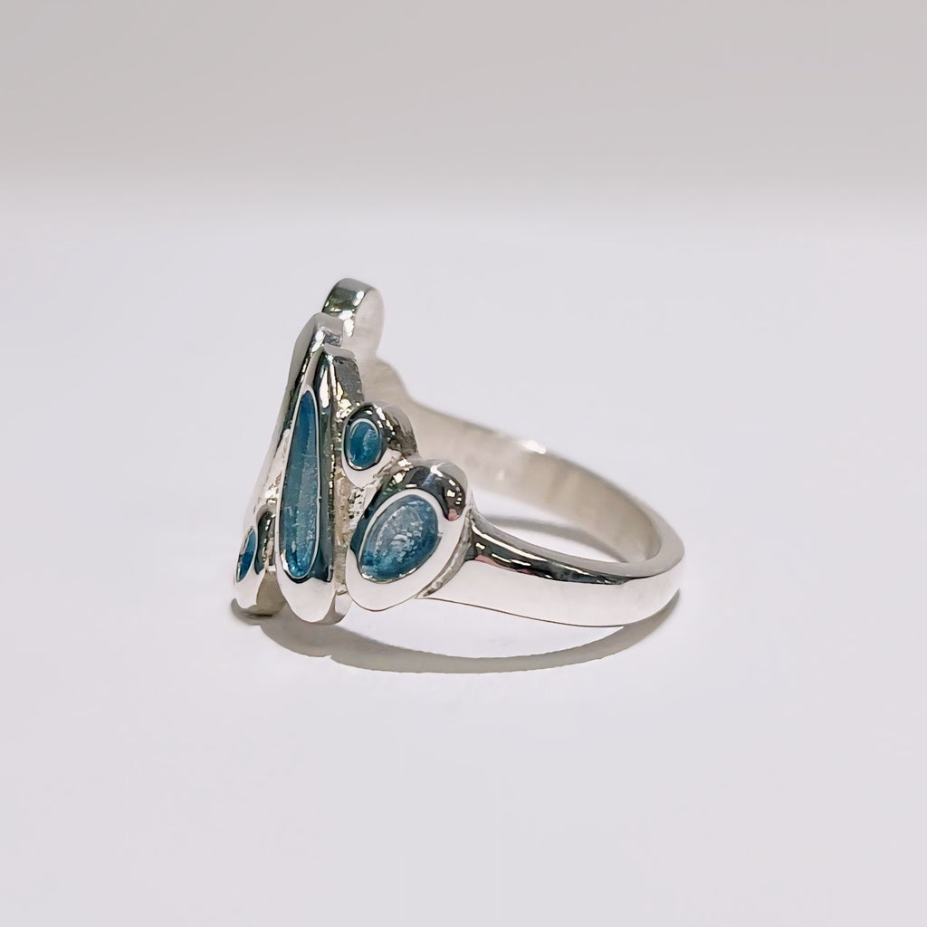 'Shoreline Pebble' Enamel Sterling Silver Dress Ring | Size K | Sheila Fleet