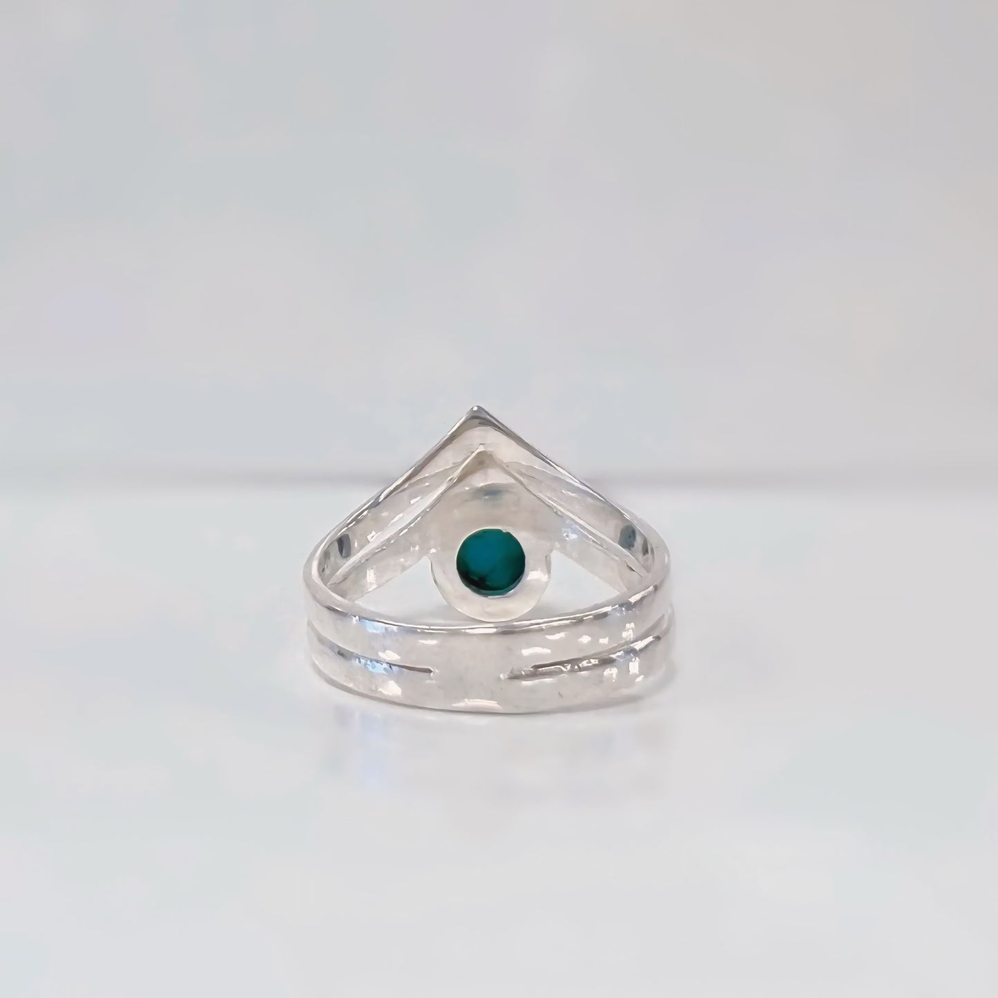 Sterling Silver Modern Double Wishbone Turquoise Ring