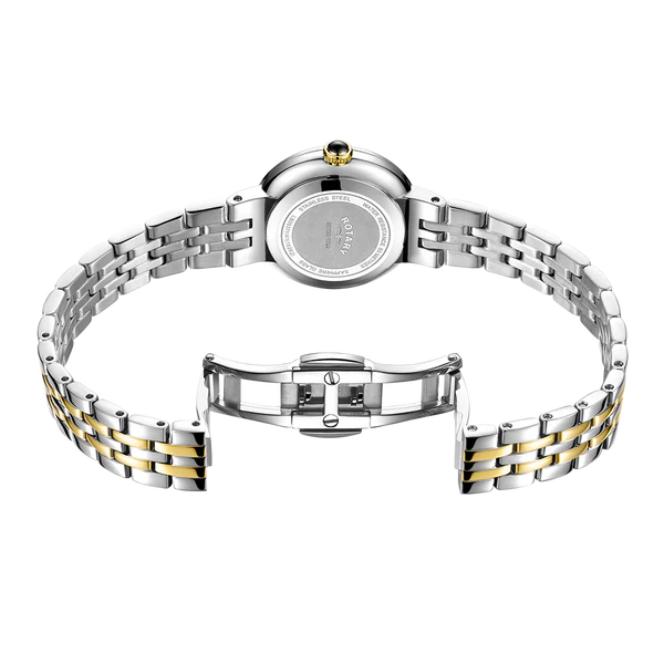 Rotary Two-Tone Contemporary Crystal Set Ladies Watch