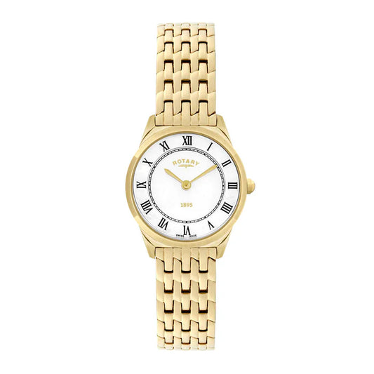 Ladies Rotary Gold Plated Mother of Pearl Dial Watch