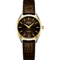 Rotary Ultra Thin Two-Tone Brown Leather Strap Ladies Watch