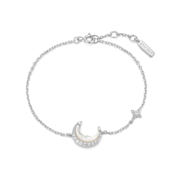 Pre-Order | Mother-of-Pearl Sterling Silver Crescent Moon Bracelet | Ania Haie
