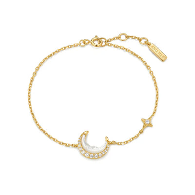 Mother-of-Pearl Gold on Silver Crescent Moon Bracelet | Ania Haie