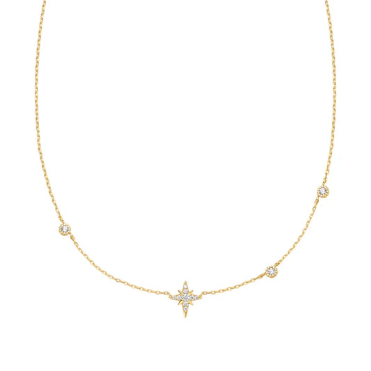 Ania Haie Gold Eight-Pointed Star Cubic Zirconia Station Necklace