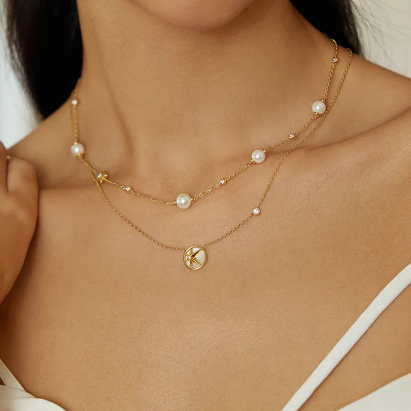 Ania Haie Gold on Silver Starry Mother of Pearl Necklace