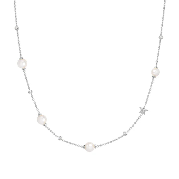 Ania Haie Silver Shell Pearl and Star Station Necklace