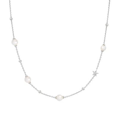Shell Pearl and Star Silver Station Necklace | Ania Haie