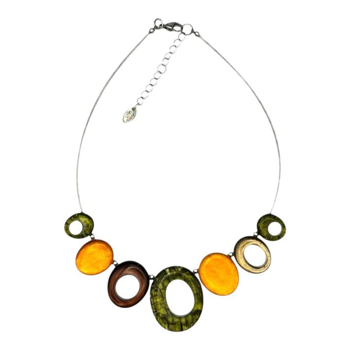 Pistachio Aztec Hollow Circles Necklace | Watch This Space