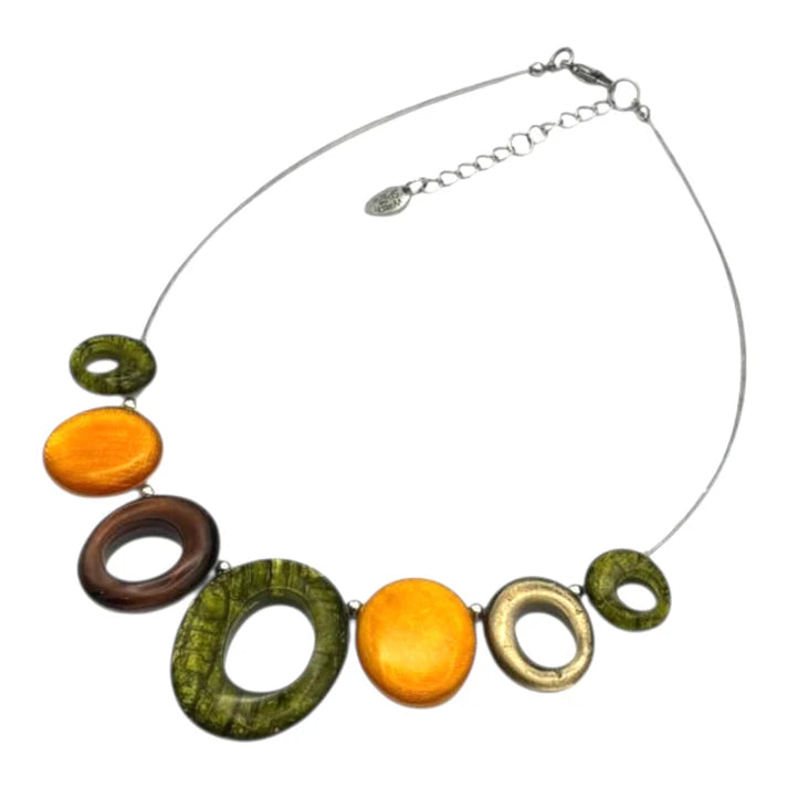 Pistachio Aztec Hollow Circles Necklace | Watch This Space