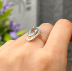 Blue Topaz and Diamond 9ct Yellow Gold Ring | Size M ½