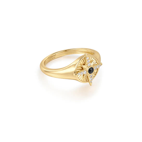 Gold on Silver Star Signet Ring | Size Q ½ | Ania Haie