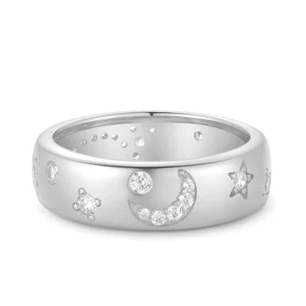 Ania Haie Sterling Silver Celestial Chunky Ring - Size M 1/2