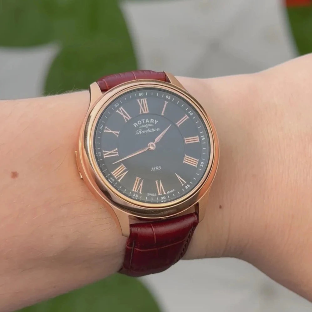 Rotary Rose Gold Revelation Reversible Face Gents Watch