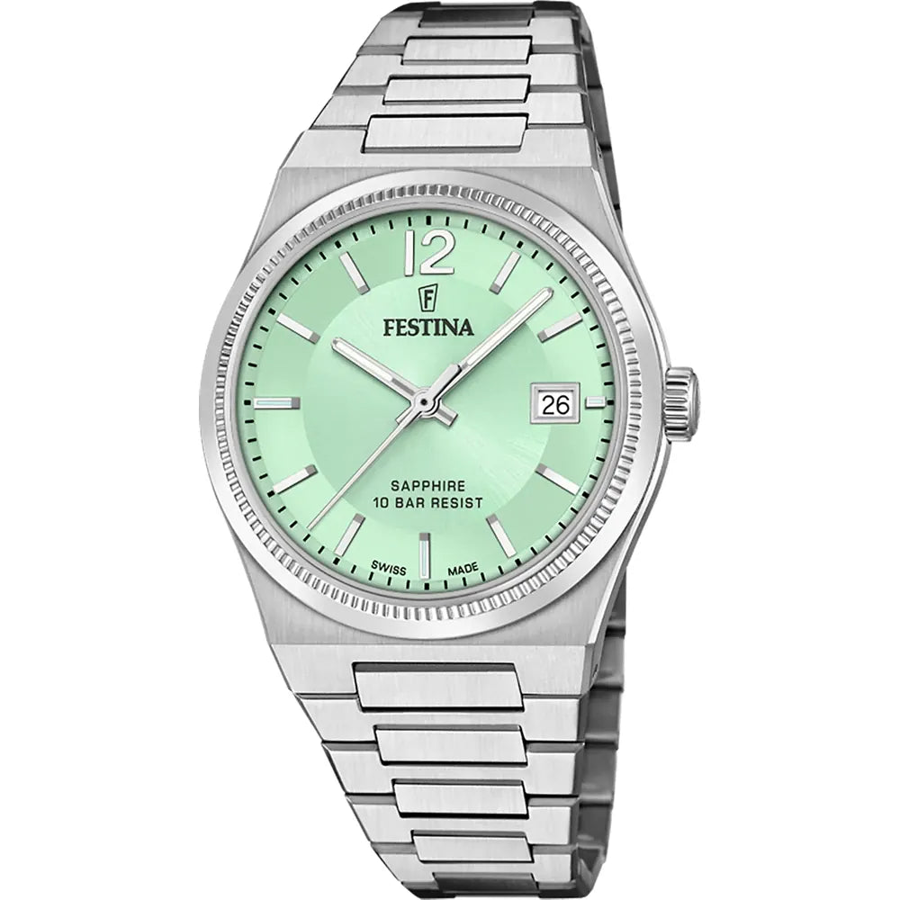 Ladies Festina Mint Green Stainless Steel Watch