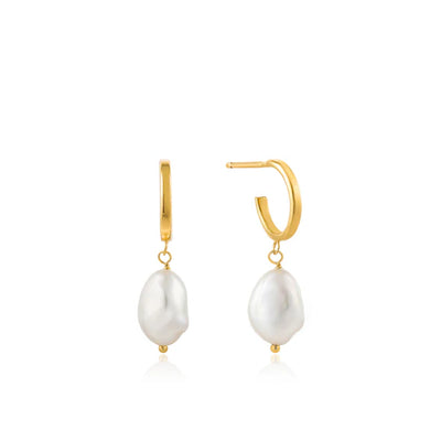 Pre-Order | Mini Pearl Gold Hoop Earrings | Ania Haie