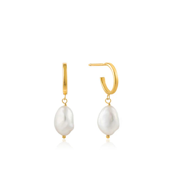 Ania Haie Gold Pearl Mini Hoop Earrings
