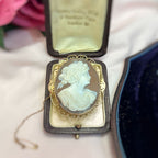 Victorian 9ct Yellow Gold Ladies Portrait Cameo Brooch