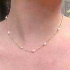 Pearl Sterling Silver Gold Plated Layering Dainty Necklace