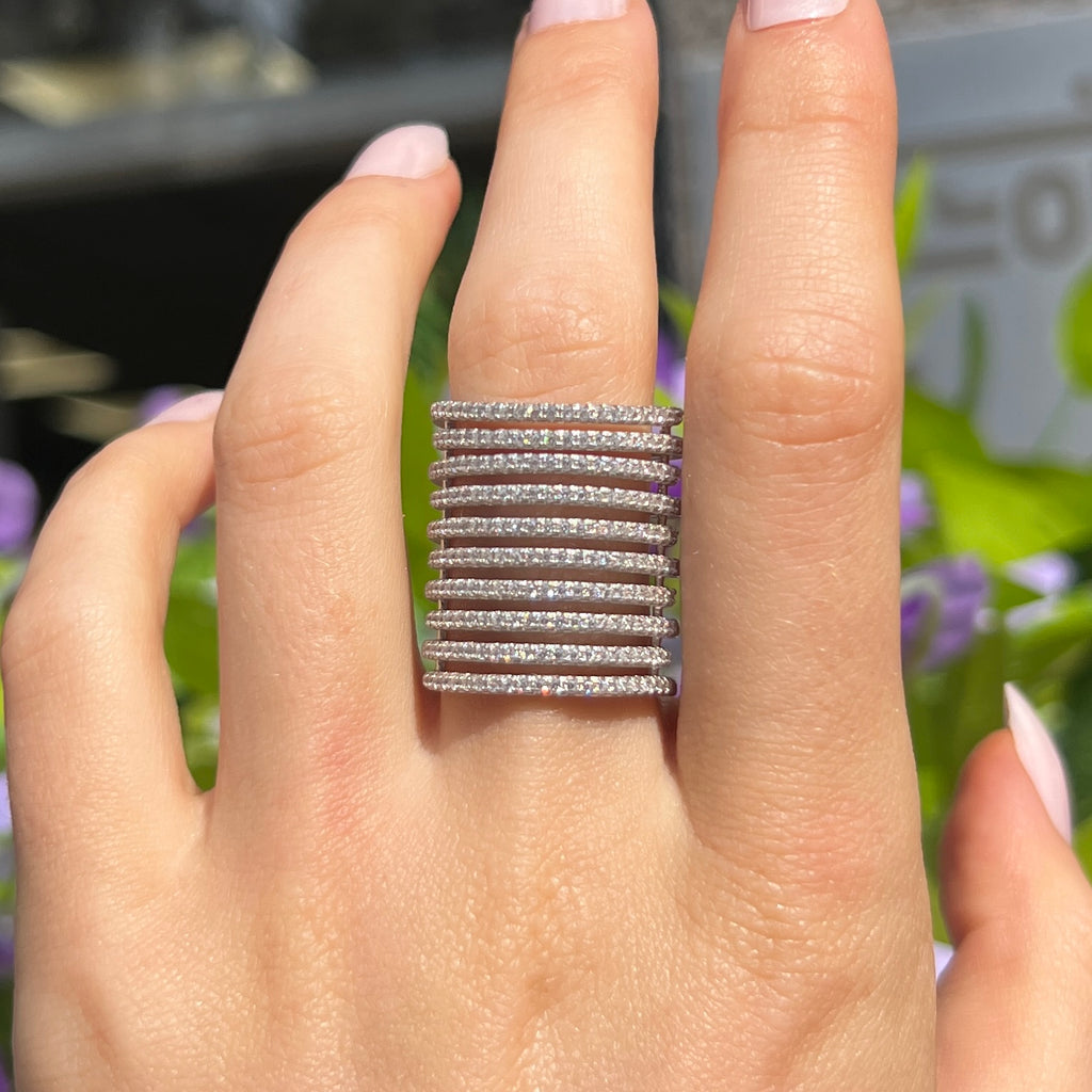 White Zirconia Sterling Silver Rufina Grande Chunky Ring | Sif Jakobs