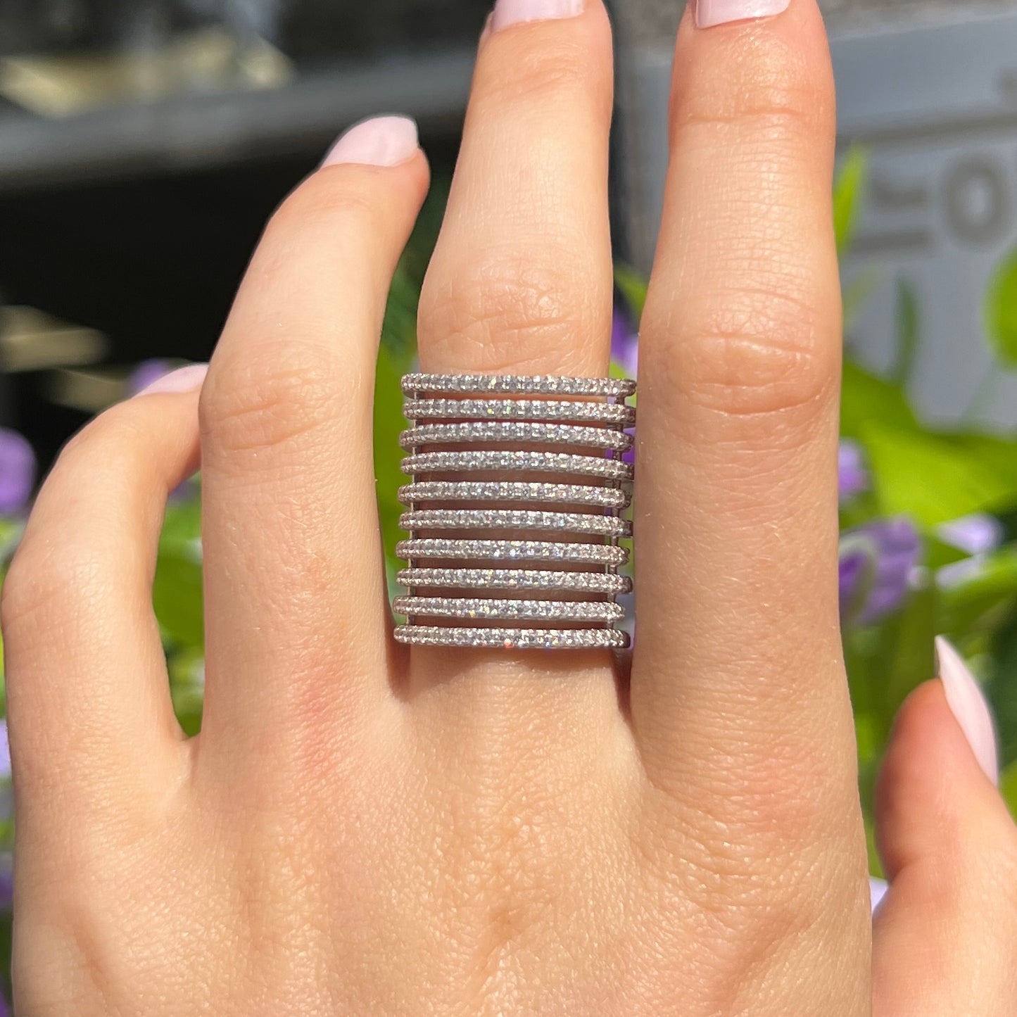 Chunky Maximalist Statement Sif Jakobs Rufina Grande Ring - Sterling Silver with White Zirconia