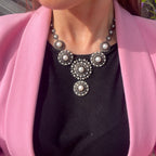 Marcasite & Pearl Sterling Silver Chunky Necklace