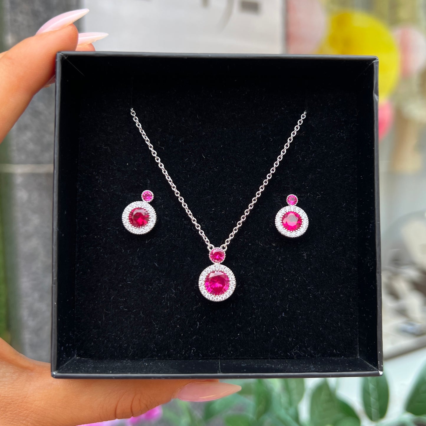 Sterling Silver Clear and Pink Cubic Zirconia Earrings