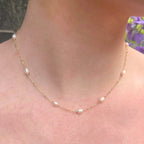 Pearl Sterling Silver Gold Plated Layering Dainty Necklace