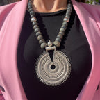 Sapphire Beaded Sterling Silver Chunky Necklace
