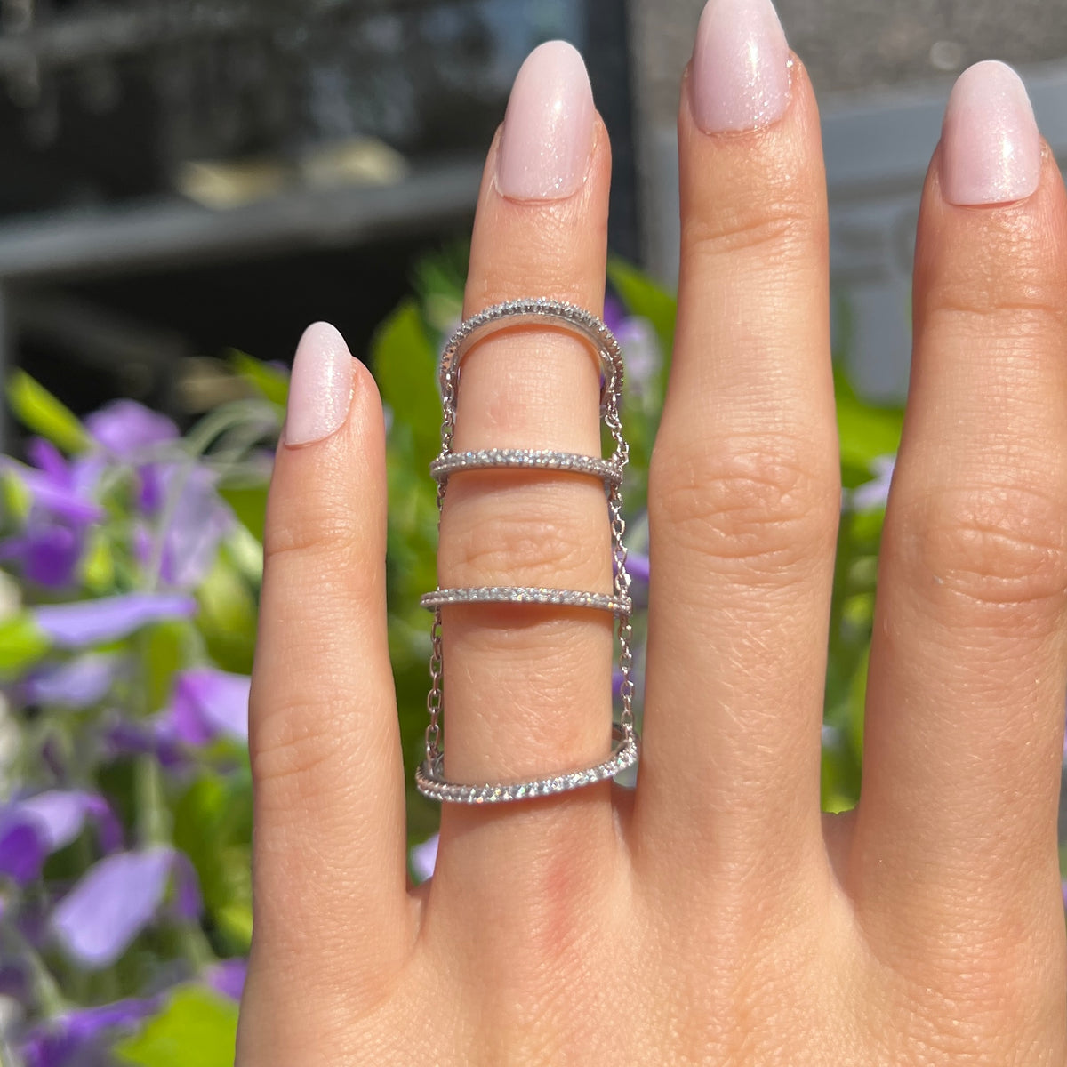White Zirconia Sterling Silver Full Finger Ring | Sif Jakobs