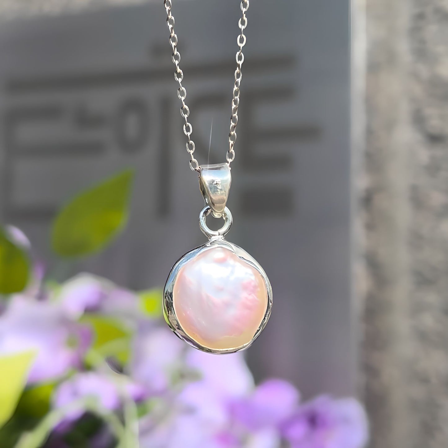 Sterling Silver Blister Pearl Necklace