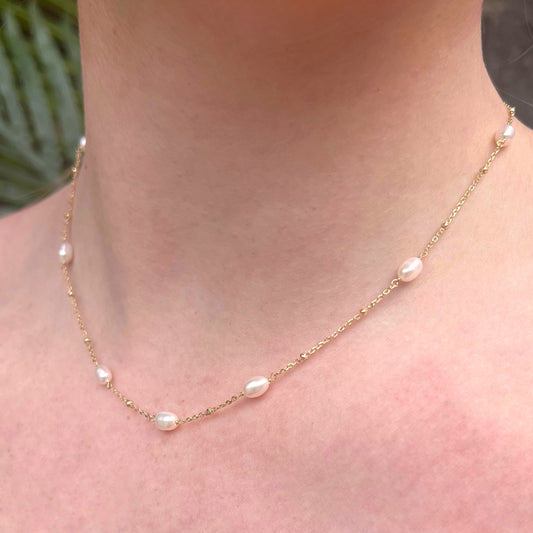 Sterling Silver Gold Plated Pearl Layering Necklace