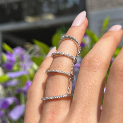 White Zirconia Sterling Silver Full Finger Ring | Sif Jakobs
