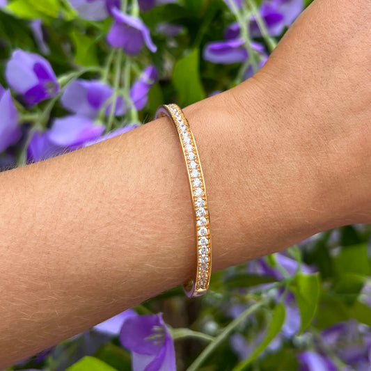 Sif Jakobs Simeri Bangle - 18ct Gold Plated Sterling Silver with White Zirconia