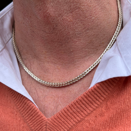 Gents Sterling Silver Herringbone Chain Necklace